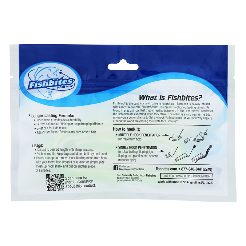 Fishbites® Longer Lasting E-Z Shrimp Chartreuse Shine Flesh