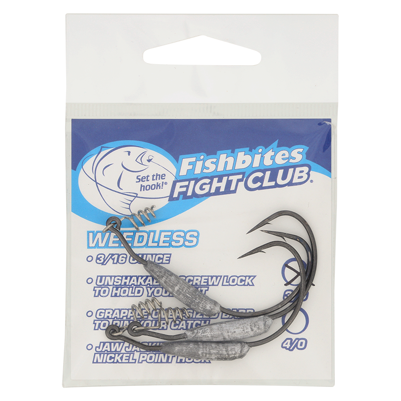 Fishbites Fight Club 3/16oz Weedless Weighted (Worm) Hooks (3/0 Hook)