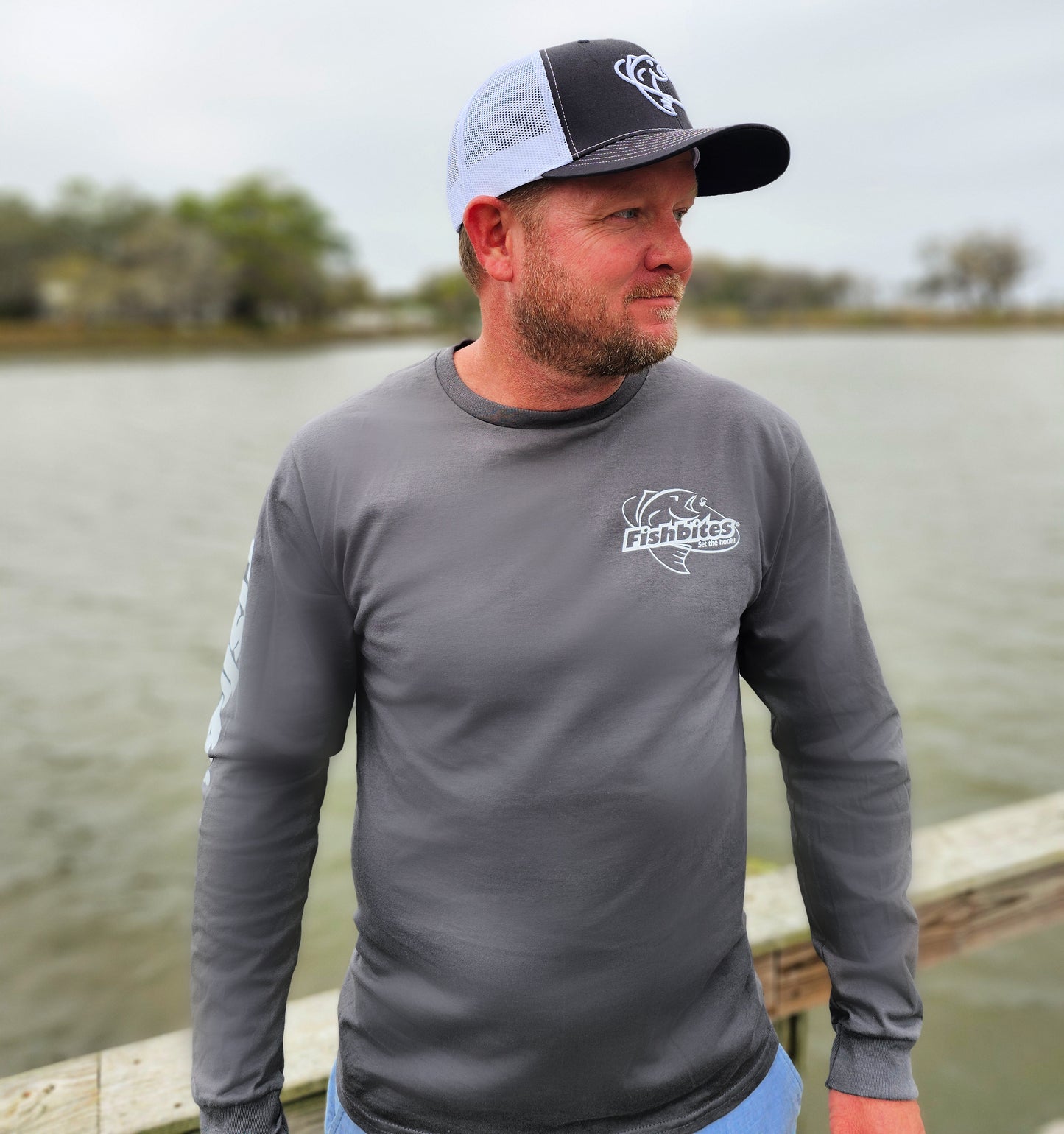 Fishbites® Grey Long Sleeve Shirt
