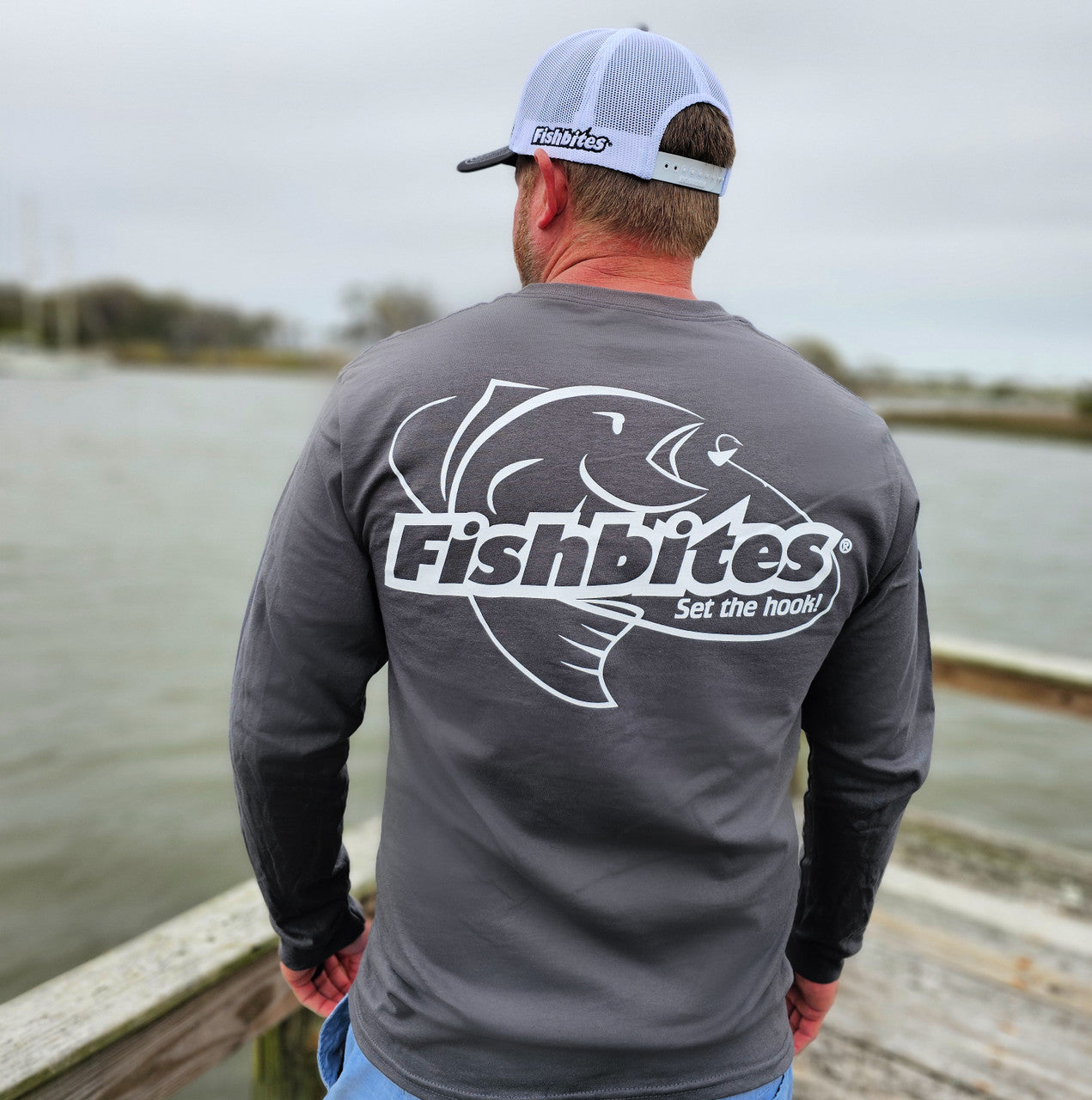 Fishbites® Grey Long Sleeve Shirt