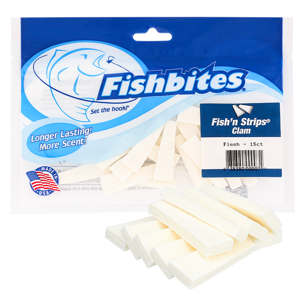 fish bites it lures Fishbites 0007 Fishin Strips Clam Flavor Color Flesh 1.5