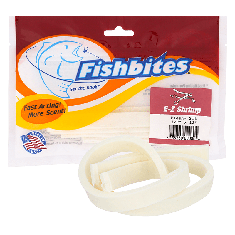 Fishbites Longer Lasting Fish'n Strips Soft Baits - Scent: Clam - Color:  Flesh