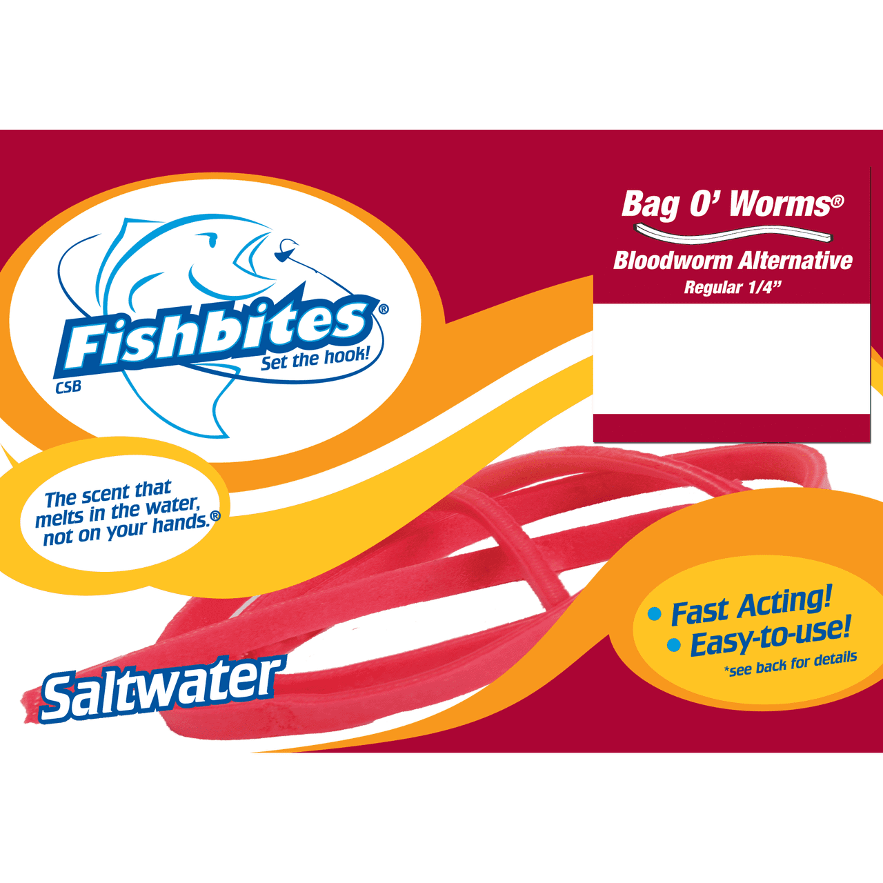 Red and Green 2-Pack Fishbites 0113 Bag OWorms Saltwater Sandworm Alternative
